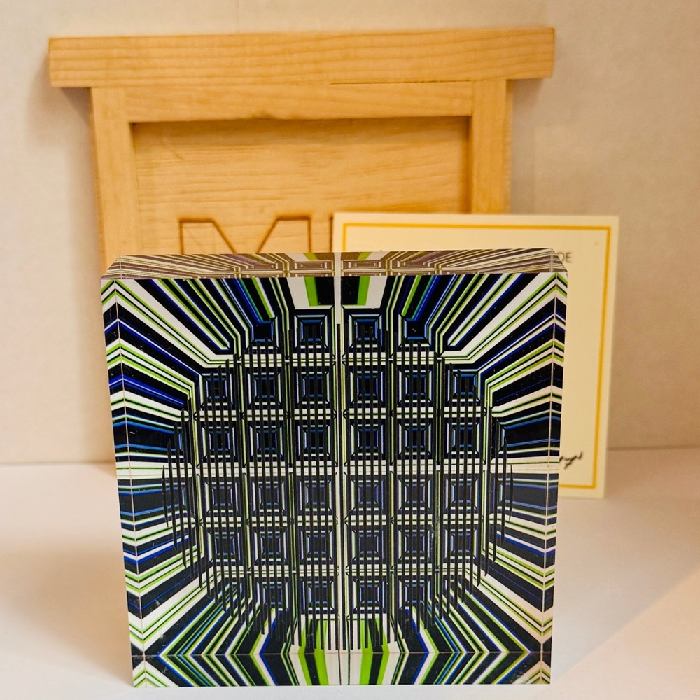 Martin Schoffel Signed Geometric Art Block 8/10 COA Optical Modern Sculpture